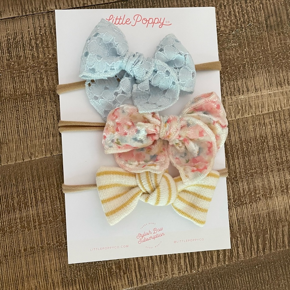 Little poppy spring summer baby bow bundle on nylon